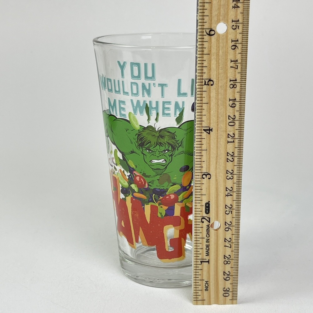 Marvel Comics The Hulk You Wouldnt Like Me When Im Hangry Water Soda Glass 16 oz - Picture 12 of 12